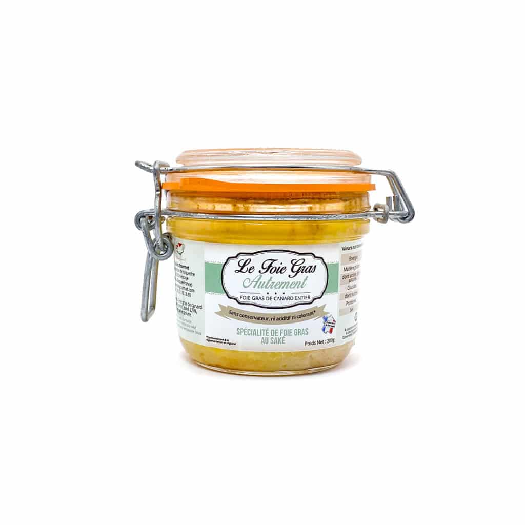 alt Cesta Personalizada 200g: Tarro de foie gras entero al sake de 200g.